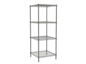 tarrison 4-shelf adjustable, heavy duty storage shelving unit, stainless steel wire rack, chrome finish, silver (24l x 24w x 74h)