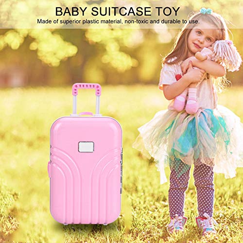 FILFEEL Baby Suitcase Toy, Childs Suitcase, Mini Luggage Box, Cute Plastic Rolling Suitcase Pink