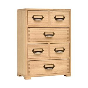 kirigen wooden storage cabinet organizer desktop storage drawers for home office supplies natural(4d6cg-na)