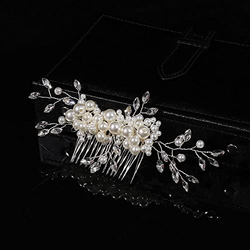 maxgoods Bridesmaid Hairpins Women Girls Headpieces Crystal Peals Hair Accessories Handmade Hair Ornaments(N-Gold)