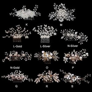 maxgoods Bridesmaid Hairpins Women Girls Headpieces Crystal Peals Hair Accessories Handmade Hair Ornaments(N-Gold)