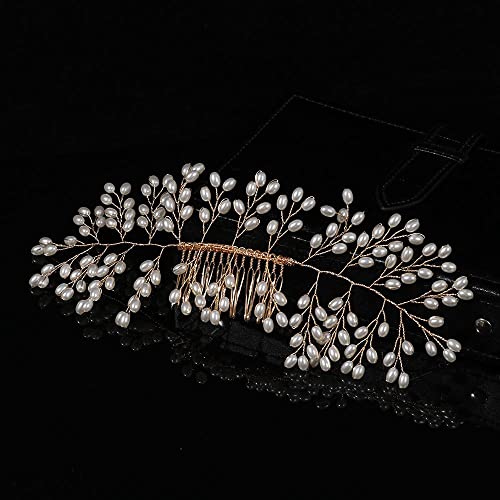 maxgoods Bridesmaid Hairpins Women Girls Headpieces Crystal Peals Hair Accessories Handmade Hair Ornaments(M)