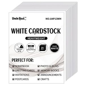 white cardstock - 8.5'' x 11'' 85lb cover card stock heavyweight paper perfect for scrapbooks, art, crafts, business cards 25 sheets 250g uap13wh