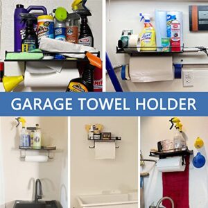 Dobures Paper Towel Holder, Garage Quick Clean Station, Garage Wall Mount Shelf, Utility Storage Rack,Tool Storage Rack, Holds 50 lbs