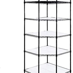 Aybihous3 6 Tiers Corner Shelf Adjustable Metal Storage Wire Shelving Unit Heavy Duty Commercial Rack Free Standing Rack Metal Display On Wheels for Garage Living Room Kitchen Industrial NSF Black