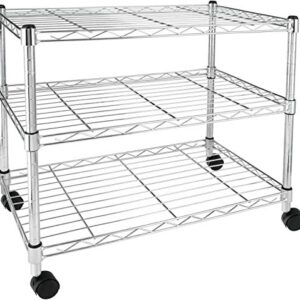 YSSOA 3-Tier Heavy Duty Height Adjustable Storage Shelving Unit,Chrome,24.02" D x 13.78" W x 21.97" H inch, 1 Pack