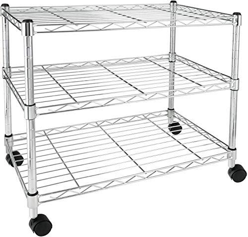 YSSOA 3-Tier Heavy Duty Height Adjustable Storage Shelving Unit,Chrome,24.02" D x 13.78" W x 21.97" H inch, 1 Pack