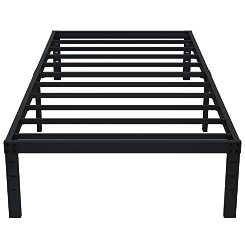 EMODA 14 Inch Twin Bed Frames No Box Spring Needed, Heavy Duty Metal Twin Platform Bed Frame, Noise Free, Easy Assembly, Black