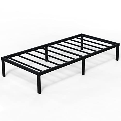 EMODA 14 Inch Twin Bed Frames No Box Spring Needed, Heavy Duty Metal Twin Platform Bed Frame, Noise Free, Easy Assembly, Black