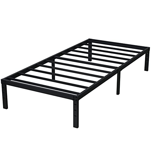 EMODA 14 Inch Twin Bed Frames No Box Spring Needed, Heavy Duty Metal Twin Platform Bed Frame, Noise Free, Easy Assembly, Black