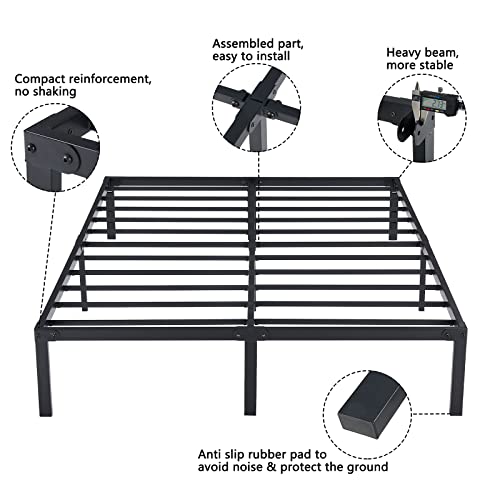 zizin King Bed Frame with Storage Heavy Duty Platform Frames/14 Inch Sturdy Metal Beds 3500LBS/Noise Free/No Need Box Spring (King)