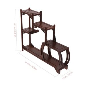 Operitacx 2pcs Chinese Cabinet Wooden Wall Rack Home Tea Shelf Assemble Study Figurines Carving Decor Office Organizer Living Antiques Curio Pot Antique-and-Curio Stand Rosewood Frame