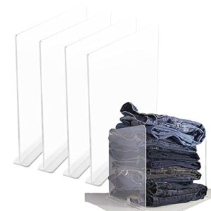 LIVTEK4LYFE Shelf Dividers, Closet Shelf Organizer, Acrylic Shelf Dividers for Closets, Shelf Dividers for Closet Organization, Closet Shelf Divider, Clear Closet Dividers - 4 Pack - Self-Stick