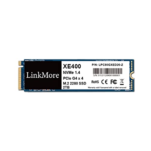 LinkMore XE400 2TB M.2 2280 PCIe Gen 4X4 NVMe 1.4 Internal SSD, PS5 Compatible, Solid State Drive, Up to 4650MB/s for Latop and PC