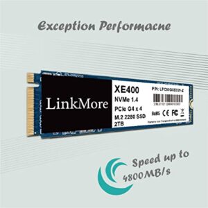 LinkMore XE400 2TB M.2 2280 PCIe Gen 4X4 NVMe 1.4 Internal SSD, PS5 Compatible, Solid State Drive, Up to 4650MB/s for Latop and PC