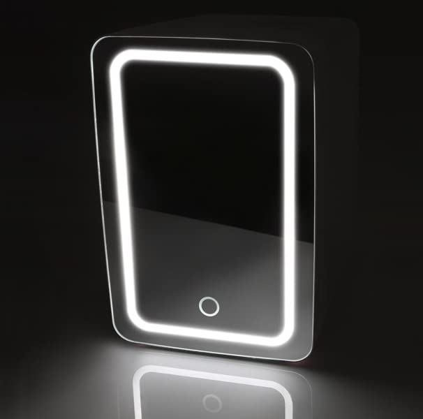 LED Lighted Mini Fridge With Mirror Door Refrigerator, White