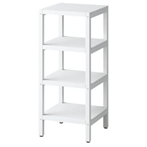 IOTXY Open Shelving Storage Rack - 3-Tier Freestanding Solid Wood Shelves Unit, Multipurpose Display Stand for Bathroom Living Room Laundry, Square Corner Rack, Bookshelf, White