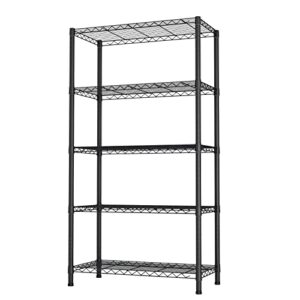 singaye 5-shelf adjustable, heavy duty storage shelving unit (350 lbs loading capacity per shelf), steel organizer wire rack, black (36" w x 14" d x 72" h)