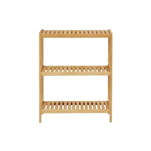 Elesuli 3-Tiers Bamboo Bathroom Rack Organizer Storage Rack Bamboo Bathroom Storage Standing Shelf Multifunctional Shelving Utility Layer Organizer for Kitchen