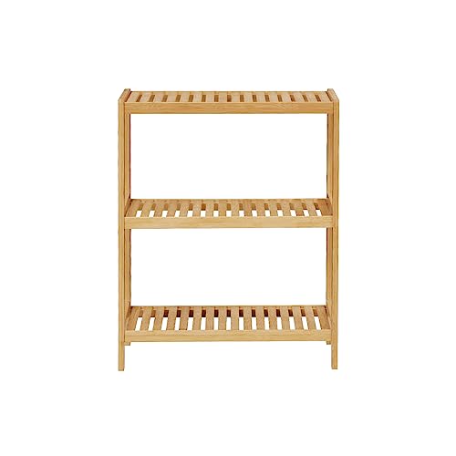 Elesuli 3-Tiers Bamboo Bathroom Rack Organizer Storage Rack Bamboo Bathroom Storage Standing Shelf Multifunctional Shelving Utility Layer Organizer for Kitchen