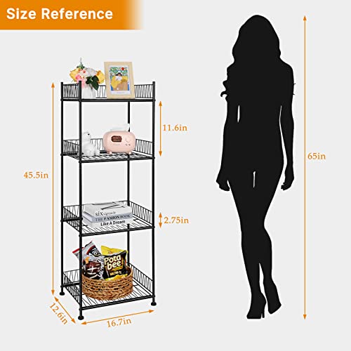 smusei Black Bathroom Storage Shelves Freestanding Bathroom Shelf Organizer 4 Tier Metal Wire Shelving Units Bathroom Towel Storage Rack Stand for Small Spaces Kitchen Pantry Laundry Room