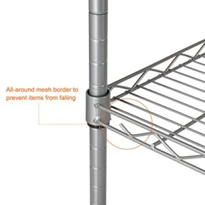 Karl home 5 Tier Wire Shelving Unit Height Adjustable Storage Metal Shelf, Heavy Duty Garage Rack for Office, Kitchen, Laundry (21.3" L x 11.4" W x 59.1" H, Silver)