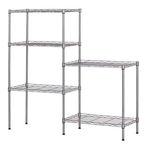 Karl home 5 Tier Wire Shelving Unit Height Adjustable Storage Metal Shelf, Heavy Duty Garage Rack for Office, Kitchen, Laundry (21.3" L x 11.4" W x 59.1" H, Silver)