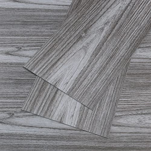 VEELIKE 6''x36'' Grey Oak Wood Peel and Stick Floor Tile Waterproof Bathroom Kitchen Grey Wood Vinyl Plank Flooring 36-Pack, 54 Sq. Ft, Self Adhesive Laminate Flooring for Living Room Bedroom RV