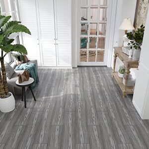 VEELIKE 6''x36'' Grey Oak Wood Peel and Stick Floor Tile Waterproof Bathroom Kitchen Grey Wood Vinyl Plank Flooring 36-Pack, 54 Sq. Ft, Self Adhesive Laminate Flooring for Living Room Bedroom RV