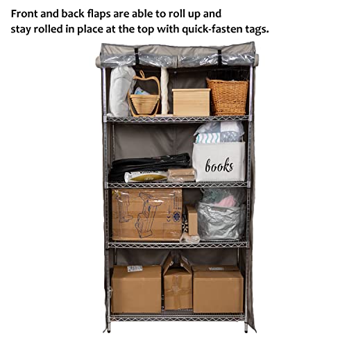 YLOVAN Storage Shelf Cover Wire Rack Shelving Dust Protective, Fits Racks 36''Wx19''Dx72''H One Side See Through Panel (Cover only)