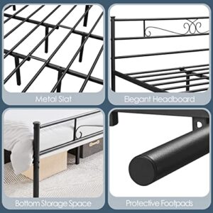 Yaheetech King Size Bed Frames/Metal Platform Bed with Headboard and Footboard/No Box Spring Needed/Easy Assembly, Black