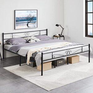 Yaheetech King Size Bed Frames/Metal Platform Bed with Headboard and Footboard/No Box Spring Needed/Easy Assembly, Black