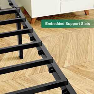 KAMPKEEPER Twin Bed Frame - 14" Platform, Heavy-Duty Steel Slats Support, No Box Spring Needed, Black - Perfect for Twin Size Beds