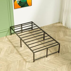 KAMPKEEPER Twin Bed Frame - 14" Platform, Heavy-Duty Steel Slats Support, No Box Spring Needed, Black - Perfect for Twin Size Beds