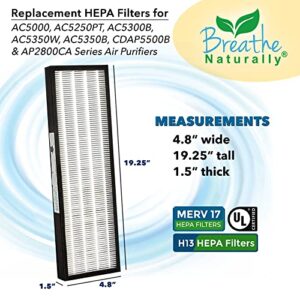Breathe Naturally 2 Pack FLT5000 True HEPA Filter C Replacement with 8 Pack Activated Carbon Pre-Filters Compatible with AC5000 AC5000E AC5250PT AC5350B AC5350BCA AC5350W AC5300B Series Air Purifiers