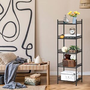 HEOMU 5 Tier Shelving Unit Metal Storage Shelf, Wire Shelves Organizer Utility Storage Racks and Shelving for Laundry Bathroom Kitchen Garage