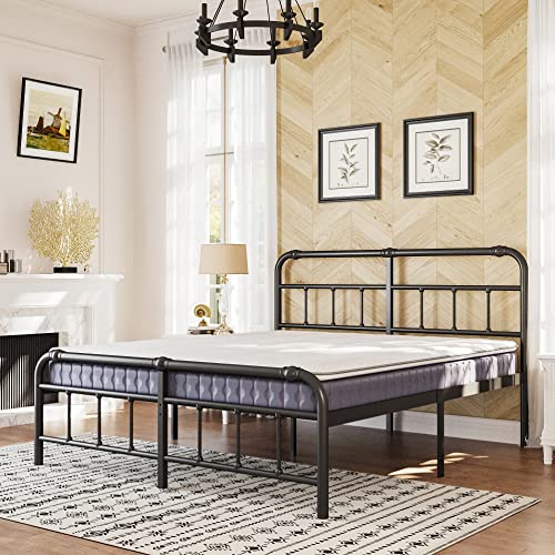 Artimorany King Size Bed Frame with Headboard and Footboard,14 Inch High, Heavy Duty 3500 Pounds Platform for Mattress, No Box Spring Needed, Easy Assembly, Noise FreeBlack