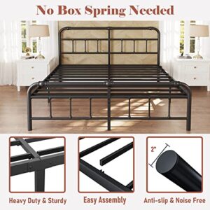 Artimorany King Size Bed Frame with Headboard and Footboard,14 Inch High, Heavy Duty 3500 Pounds Platform for Mattress, No Box Spring Needed, Easy Assembly, Noise FreeBlack