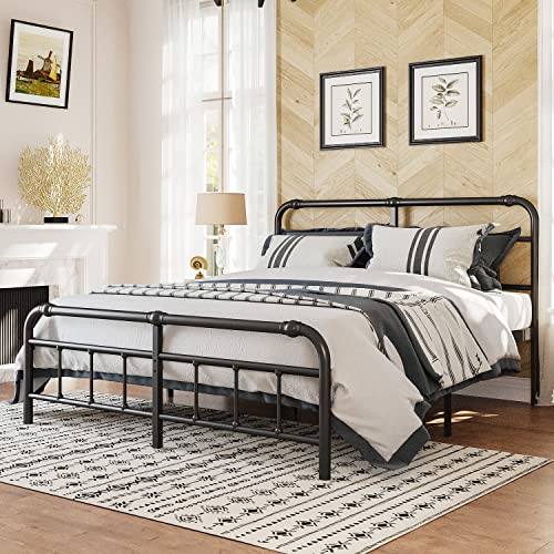 Artimorany King Size Bed Frame with Headboard and Footboard,14 Inch High, Heavy Duty 3500 Pounds Platform for Mattress, No Box Spring Needed, Easy Assembly, Noise FreeBlack