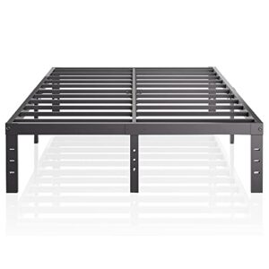 HiBed King Bed Frame, 14” Height Noise Free Metal Platform, Lightweight Heavy Duty Steel Support Up to 4500 lbs, Box Spring Free Design, Steel Slat Supports, Easy Assembly Tool-Free,Black