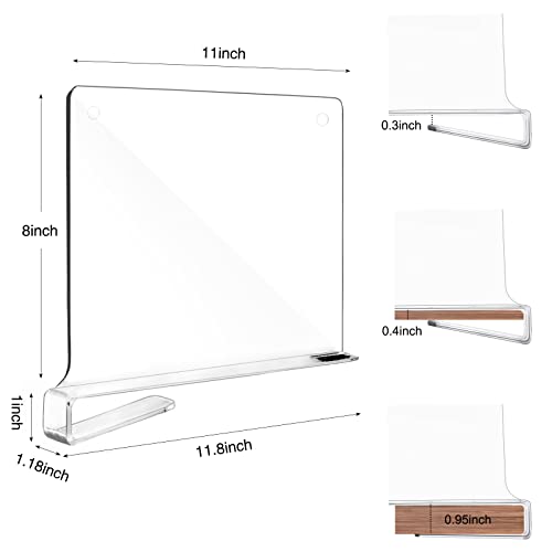 Fixwal 6pcs Clear Acrylic Shelf Dividers for Organization, Closets Shelf and Closet Separator for Bedroom, Kitchen and Office Shelves