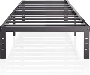 hibed twin metal platform bed frame,14" low profile mattress foundation, heavy duty steel slat/easy assembly/no box spring needed/modern black finish