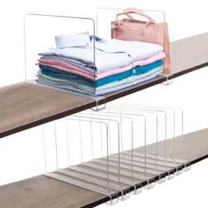 markdang 10 pcs acrylic shelf dividers (shelves less than 0.8" thick) for closet organization clear closet shelf divider for closets book shelves purse sweater organizer craft room organizers