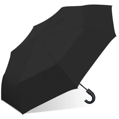 London Fog Rain Umbrella, Automatic Folding Umbrella, Windproof, Lightweight and Packable for Travel, Full 42 Inch Arc, Black