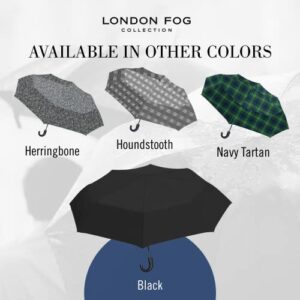 London Fog Rain Umbrella, Automatic Folding Umbrella, Windproof, Lightweight and Packable for Travel, Full 42 Inch Arc, Black