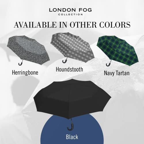 London Fog Rain Umbrella, Automatic Folding Umbrella, Windproof, Lightweight and Packable for Travel, Full 42 Inch Arc, Black