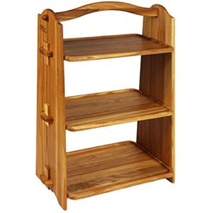 wood shelves, 3 tier storage organizer, 100% ash wood, holder handcrafted for bathroom living room, bedroom, kitchen, wood rack for countertop, made in europe, gift idea (natural, 20x14x7)