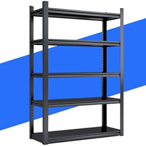 sftormas 5-tier garage shelving,heavy duty storage shelves,adjustable metal shelving unit,heavy duty shelving,garage organization metal shelves,18" d x 47.24" w x 77.95" h,black