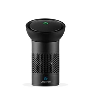 dh lifelabs | sciaire portable air purifiers | ions actively clean & deodorize air | eliminates 99% bacteria & viruses | 3-stage purifier filter for allergies pets | usb powered for car desk | black