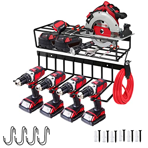 SHARPBEA Power Tool Organizer Drill Holder for Garage Organization & Drill Storage | Garage Tool Organizers and Storage with Garage Storage Shelves & Drill Holder Wall Mount Storage Rack Drill Rack